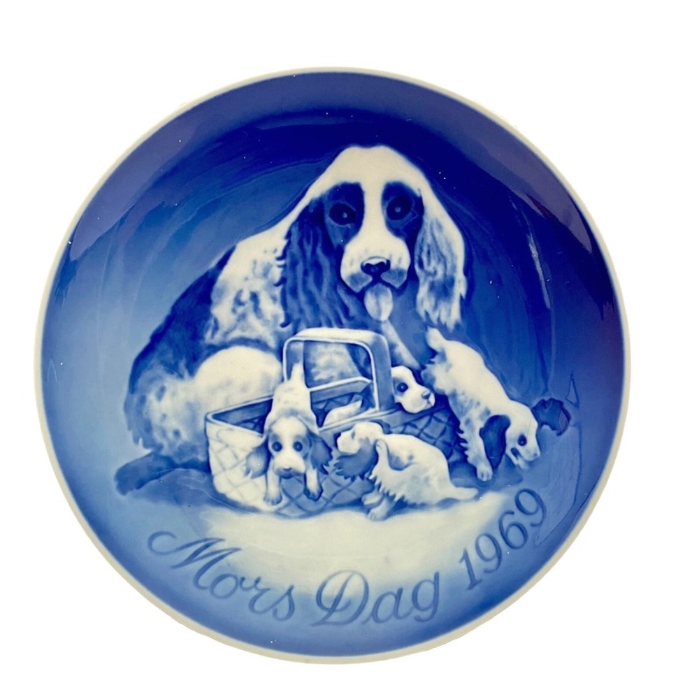 Bing & Grondahl‎ 1969 Mother's Day Plate Mors Dag Cocker Spaniel Dog & Puppies